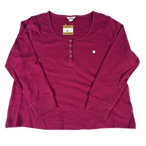 Eddie Bauer Infinity Thermal Henley Womens 2X Hibiscus Pink Waffle Knit NWT